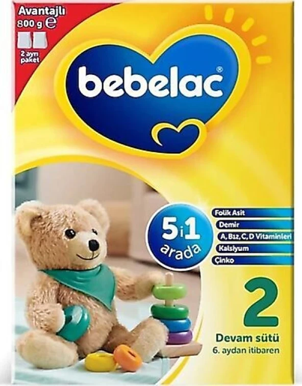 Bebelac 2 Devam Sütü 6 Ay+ 800 gr