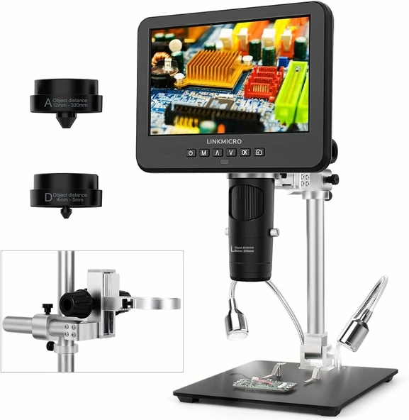 LINKMICRO LM246MS 3 Lens 7 Inc HDMI Dijital Mikroskop 2000X