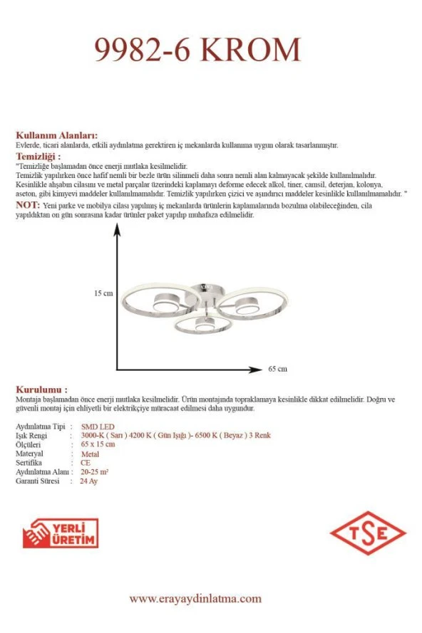 Eray Aydınlatma 9982-6 Krom Led Avize - 3