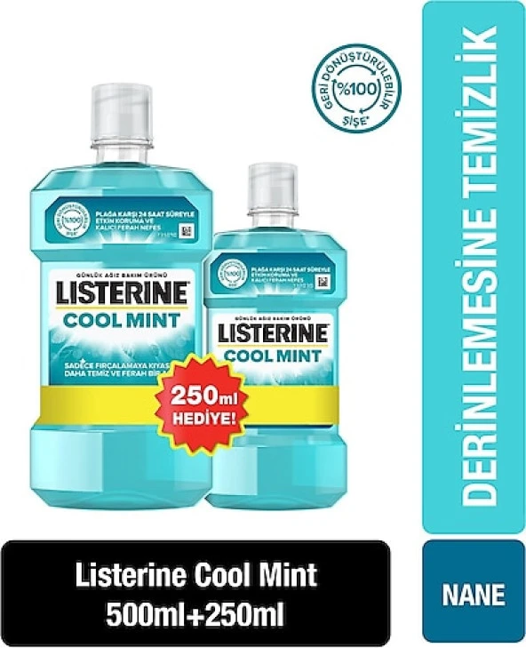 Listerine Cool Mint 500 ml + 250 ml Hediye