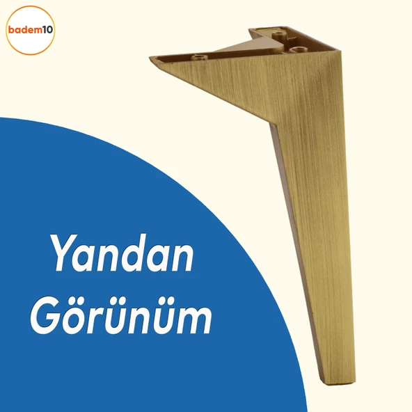 Moderno Mobilya Kanepe Tv Ünitesi Konsol Koltuk Ayağı Sarı Gold Altın Eskitme 23 Cm Ayakları - Resim 4