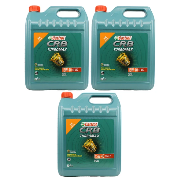 Castrol CRB Turbomax 15W-40 7 Lt Ağır Vasıta Motor Yağı (3 Adet)