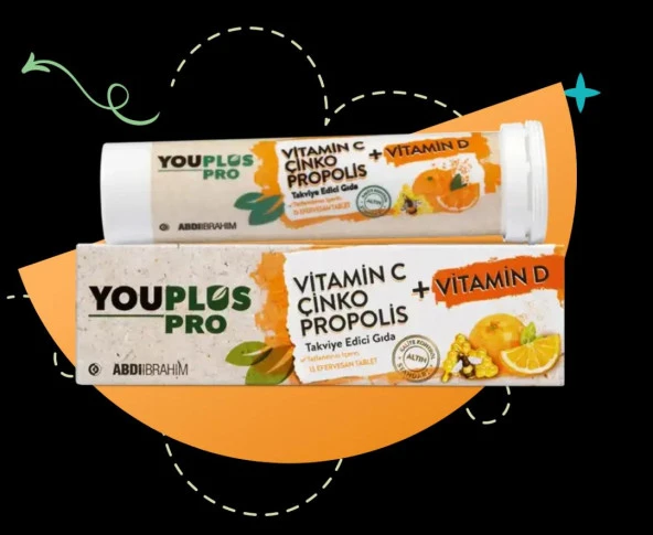 Youplus Pro Vitamin C D Çinko Propolis 15 Efervesan Tablet ürün görseli 1