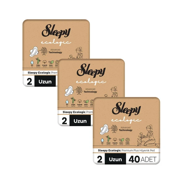 Sleepy Ecologic Premium Plus Hijyenik Ped Mega Fırsat Paketi Uzun 120 Adet - 2