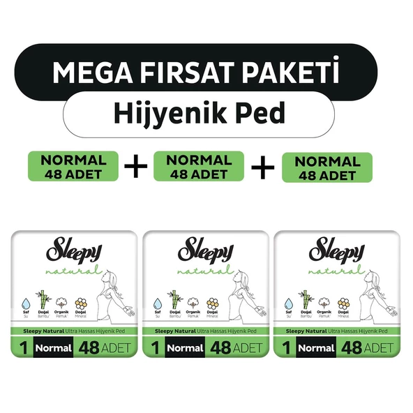Sleepy Natural Ultra Hassas Hijyenik Ped Mega Fırsat Paketi Normal 144 Adet ürün görseli