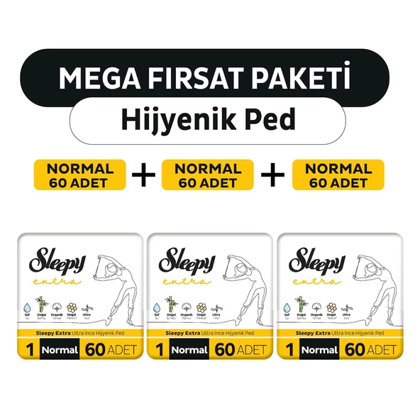 Sleepy Extra Ultra İnce Hijyenik Ped Mega Fırsat Paketi Normal 180 Adet