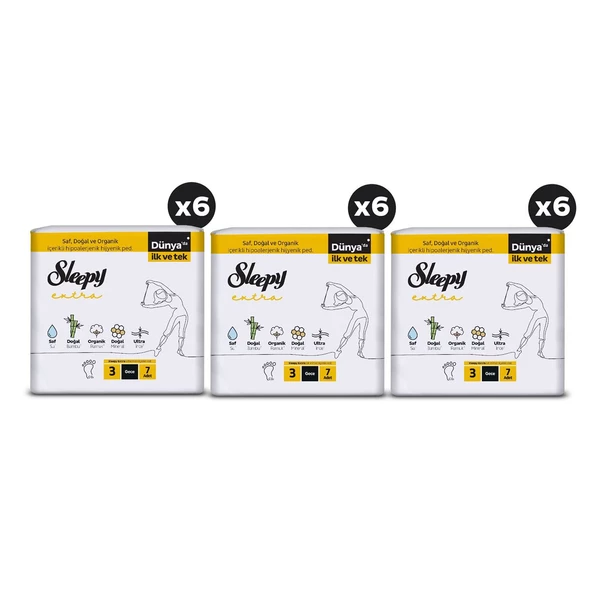 Sleepy Extra Ultra İnce Hijyenik Ped Mega Fırsat Paketi Gece 126 Adet - Resim 3