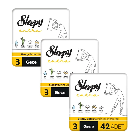 Sleepy Extra Ultra İnce Hijyenik Ped Mega Fırsat Paketi Gece 126 Adet - Resim 2