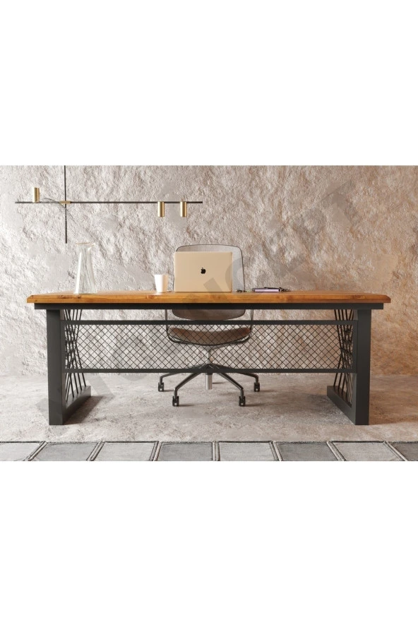 Onix Açık Ceviz Renk Doğal Ahşap Ofis ve Çalışma Masası(85cm-160cm-h76cm)
