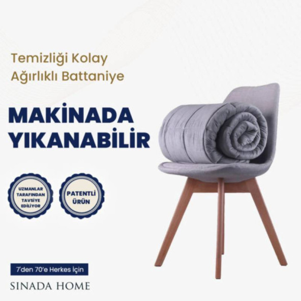 Sinada Ağırlıklı Battaniye Çift Kişilik Yorgan 10 Kg Gri 200x220 %100 Pamuk 4 Mevsim Kullanılabilir - 2