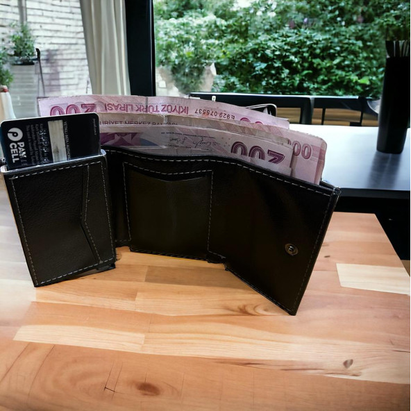 mekanizmalı kartlık erkek cüzdanı para ve kart cüzdanı - 4
