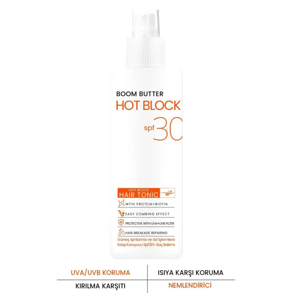 BOOM BUTTER Isıl İşlem ve Güneş Koruyucu Hot Block SPF 30+ Saç Toniği 150ML