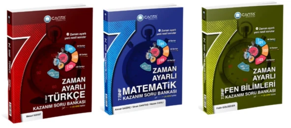 ÇANTA YAYINCILIK 7.SINIF Türkçe - Matematik ve Fen Bilimleri Zaman Ayarlı Kazanım Soru Bankası (3 Kitap)