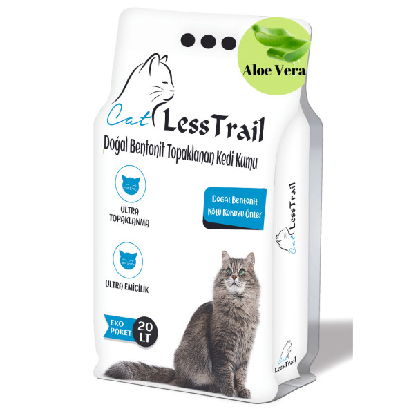 Less Trail 20 Lt İnce Tane Aloevera Kokulu Beyaz Bentonit Kedi Kumu