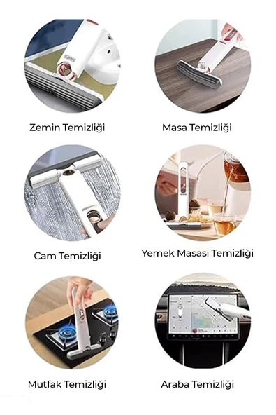 Taşınabilir Mini Mop Temizlik Paspası ve Cam Silme Aparatı - 6