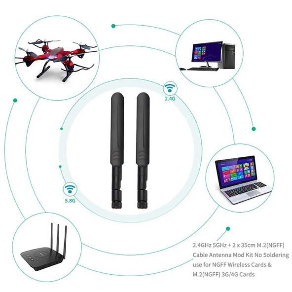 8dBi RP-SMA Erkek Anten 2.4GHz 5.8GHz RF Gsm Wifi Sinyal Kuvvetlendirici Anten Modem Telsiz - 3