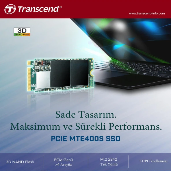 Transcend TS2TMTE400S 2TB M.2 2242PCIe Gen3x4 NVMe 3D TLC SSD - 2