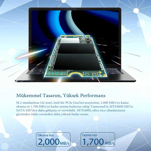 Transcend TS2TMTE400S 2TB M.2 2242PCIe Gen3x4 NVMe 3D TLC SSD - 3