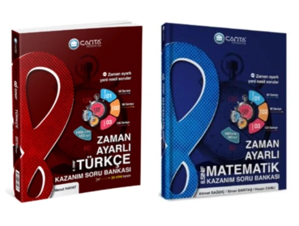 ÇANTA YAYINCILIK 8.SINIF Türkçe ve Matematik Zaman Ayarlı Kazanım Soru Bankası (2 Kitap)