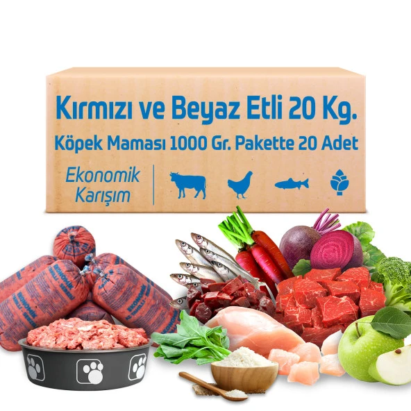 Çiğmamam Ekonomik Az Tahıllı Köpek Barf Maması 20 Kg 1000 Gr