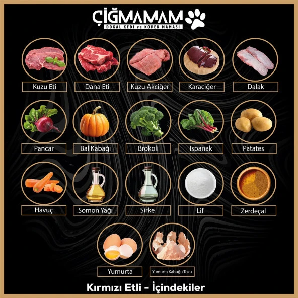 Çiğmamam Kırmızı Etli Tahılsız Köpek Barf Maması 12 Kg 250 Gr 48 ADET - 2