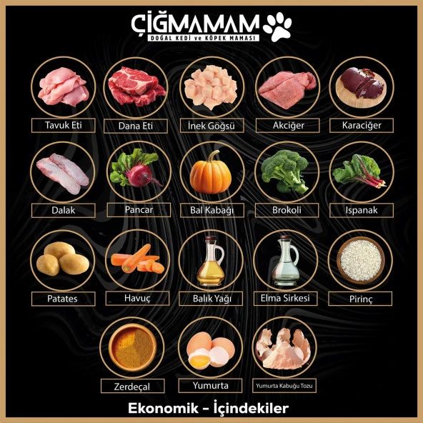 Çiğmamam Ekonomik Az Tahıllı Köpek Barf Maması 20 Kg 1000 Gr - 3