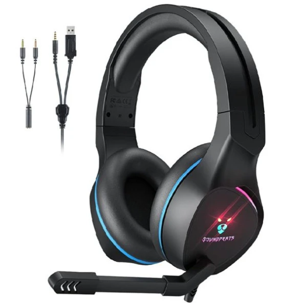 Soundpeats G1 RGB Mikrofonlu Kablolu Kulak Üstü Oyuncu Kulaklığı