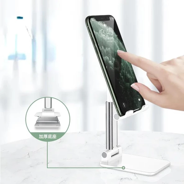 Torima JX-008 Çift Destekli Telefon / Tablet Tutucu Kaymaz Silikon Pedli Beyaz - 6