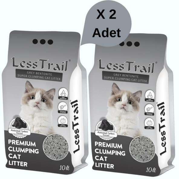 Less Trail Aktif Karbonlu Kedi Kumu 10 Lt X 2 Adet 20 Lt