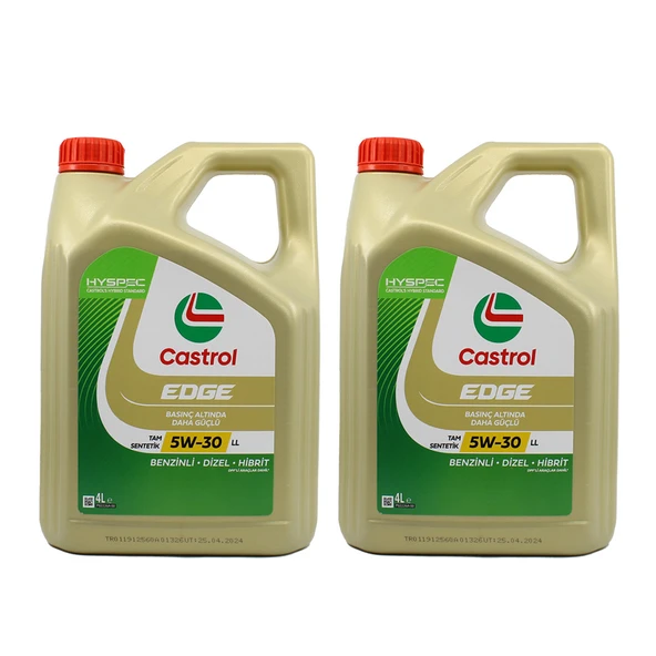 Castrol Edge 5W-30 LL 4 Lt Tam Sentetik Motor Yağı (2 Adet)