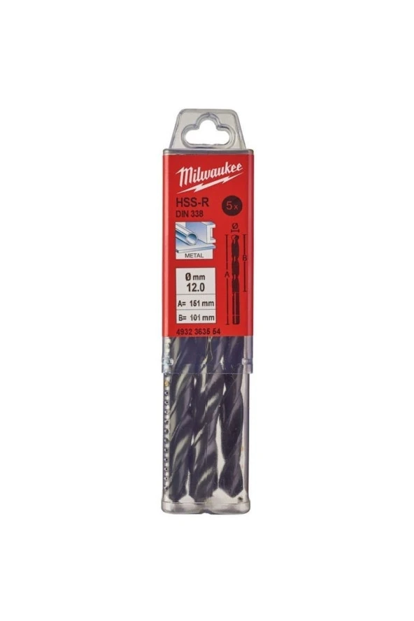 Milwaukee T4932363554 Metal Matkap Ucu Hss-r 12x 151mm 5li Paket