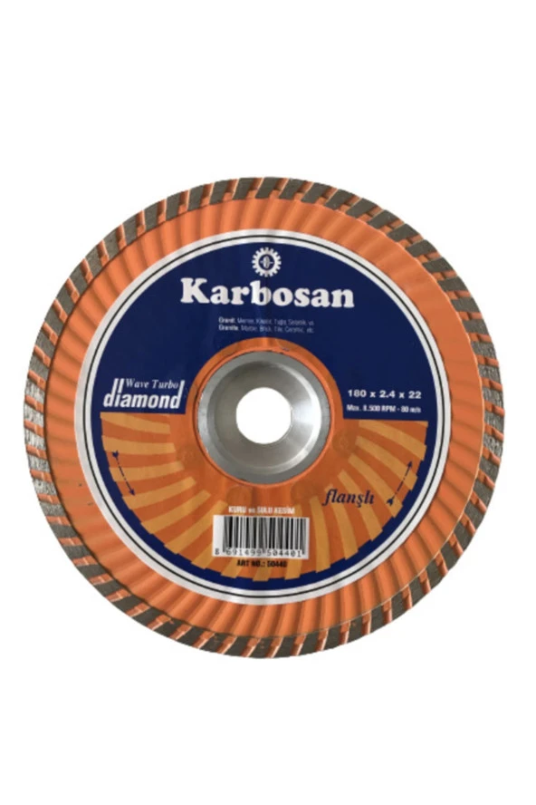 KARBOSAN Turbo Kanallı Flanşlı Elmas Kesici 180x2.4x22