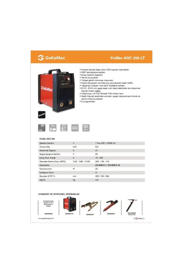 GeKaMac Gedik Kaynak Arc 200 Lt Inverter Kaynak Makinesi 200 Amper