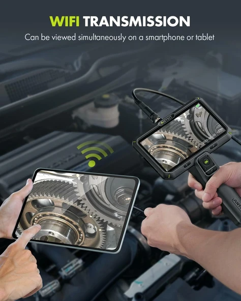 Anykit Çift Lensli Boroskop, 6 Inc IPS Ekran, Gözlem Kamerası - 5m Kablo - 2