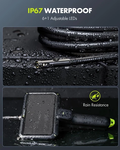 Anykit Çift Lensli Boroskop, 6 Inc IPS Ekran, Gözlem Kamerası - 3m Kablo - 2