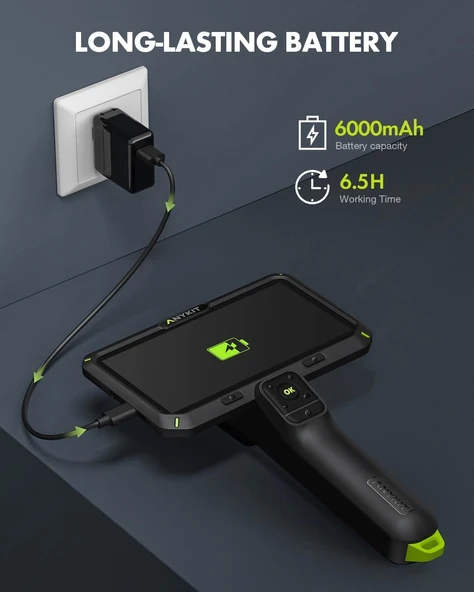 Anykit Çift Lensli Boroskop, 6 Inc IPS Ekran, Gözlem Kamerası - 5m Kablo - 3