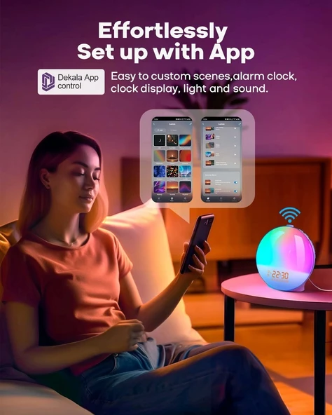 Dekala Gündoğumu Çalar Saat, Akıllı Uyandırma Işığı, APP Kontrolü - 3
