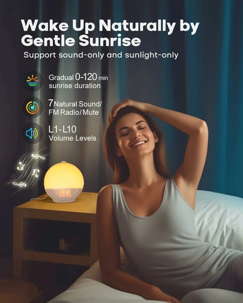 Dekala Gündoğumu Çalar Saat, Akıllı Uyandırma Işığı, APP Kontrolü - 2