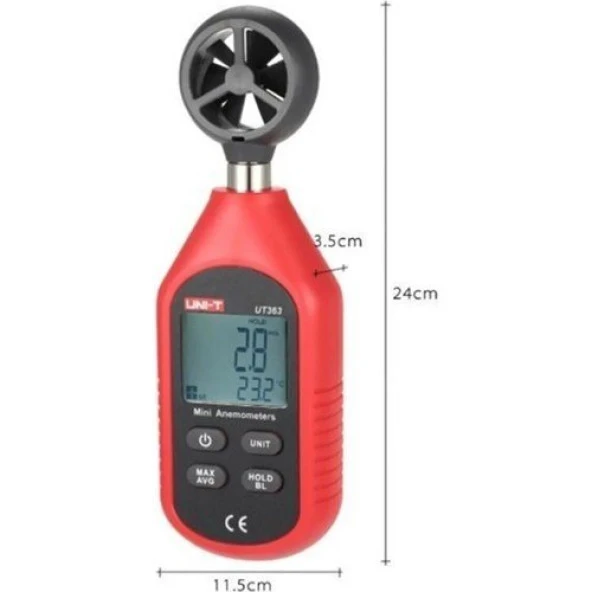 Uni-T Ut 363 Mini Dijital Rüzgar Ölçer / Anemometre