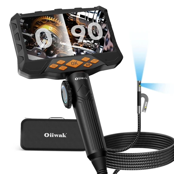 Oiiwak Çift Lensli Eklemli Boroskop, 5 Inc Bölünmüş Ekranlı Kamera - 1m Kablo