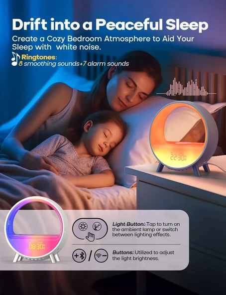 Dekala Arches Kablosuz Şarjlı Bluetooth Hoparlörlü Gündoğumu Çalar Saat - 3
