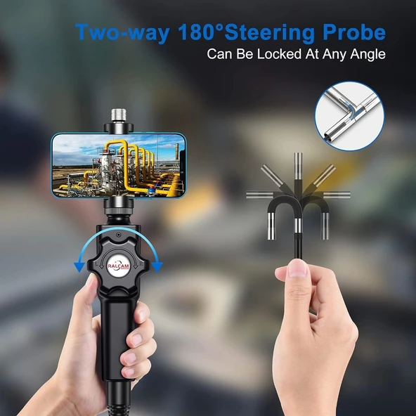Ralcam Eklemli Boroskop Muayene Kamerası, IP67 Su Geçirmez 8.5mm Lens - 2