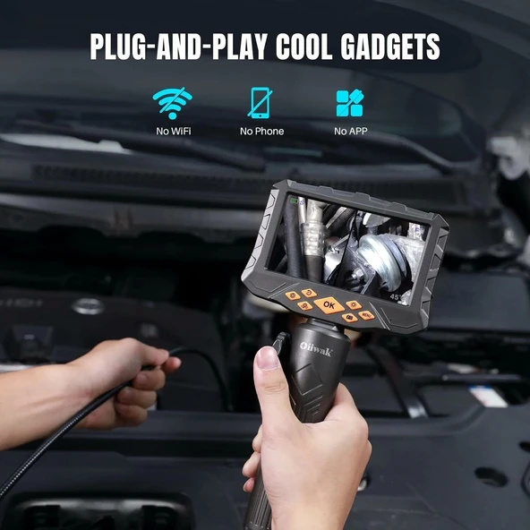 Oiiwak 180 Derece İki Yönlü Eklemli Çift Lensli 8.5mm Endeskop Kamera, 5 Inc IPS - 4