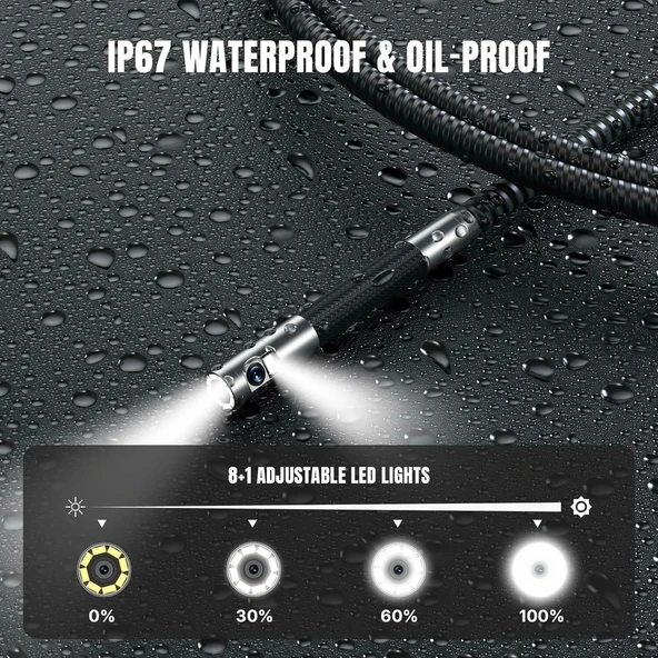 Oiiwak 180 Derece İki Yönlü Eklemli Çift Lensli 8.5mm Endeskop Kamera, 5 Inc IPS - 2