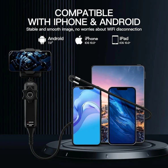 NIDAGE Eklemli Boroskop, İki Yönlü Eklemli Yılan Kameralı 0.24 Inc Endoskop - 4