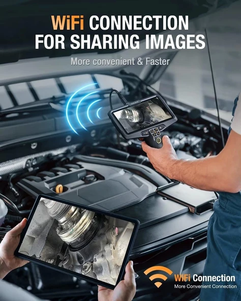 Teslong Üçlü Lensli Boroskop - 6 Inc IPS Bölünmüş Ekranlı Gözlem Kamerası, 5m - 3