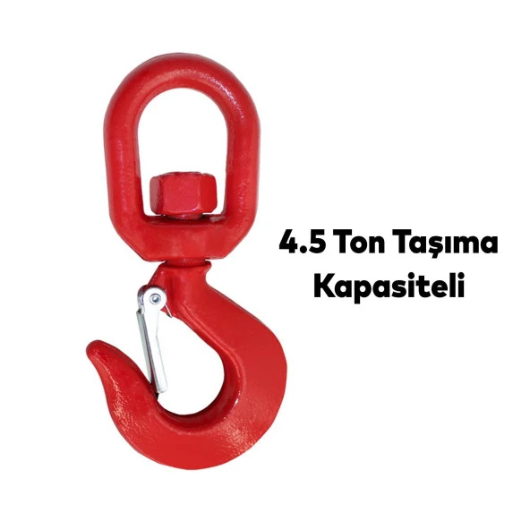 Fırdöndü Kuşgöz 4,5 Tonluk Kanca Yük Taşıma Kaldırma Amerikan Tipi Çelik Liman Şantiye Vinç Kancası - 3