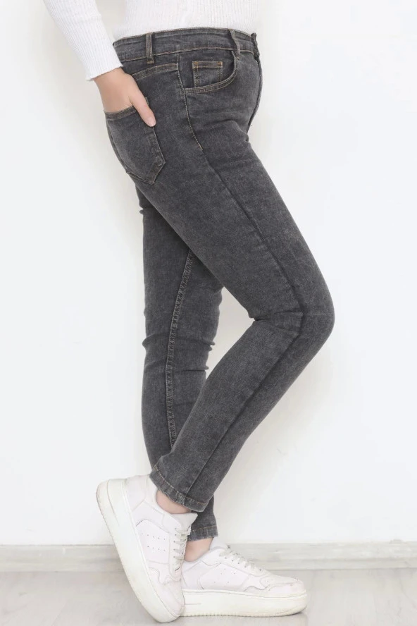 Büyük Beden Kot Pantolon Koyu Füme - 5