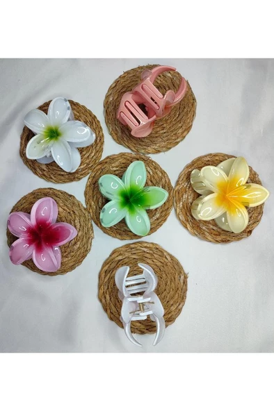 6'lı Rengarenk Lotus Çiçeği Mandal Toka 8 Cm - 6