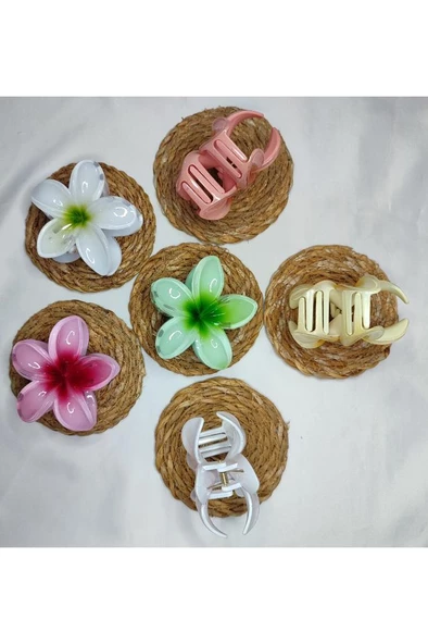 6'lı Rengarenk Lotus Çiçeği Mandal Toka 8 Cm - 5